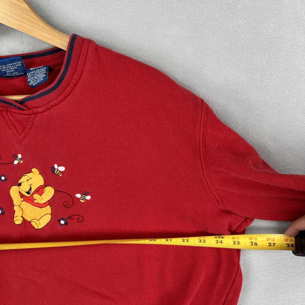 Vintage Disney Sweatshirt Men XL Red Winnie The Pooh Embroidered Fleece Pullover - Picture 6 of 8